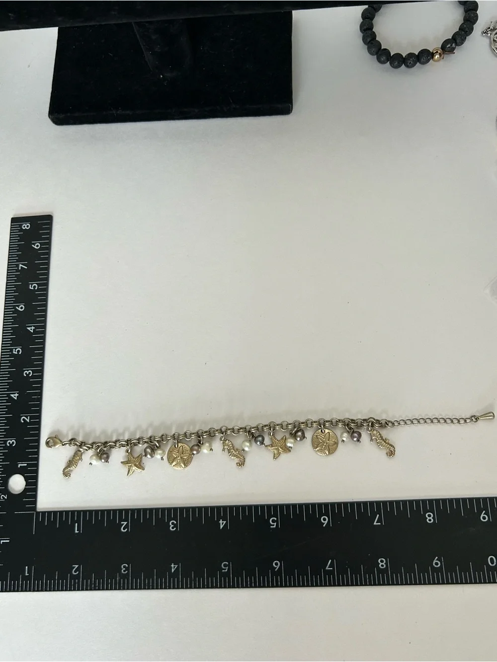Gold-Tone Under the Sea Lia Sophia Seashell Charm Bracelet with Pearls (6) - Picture 5 of 6